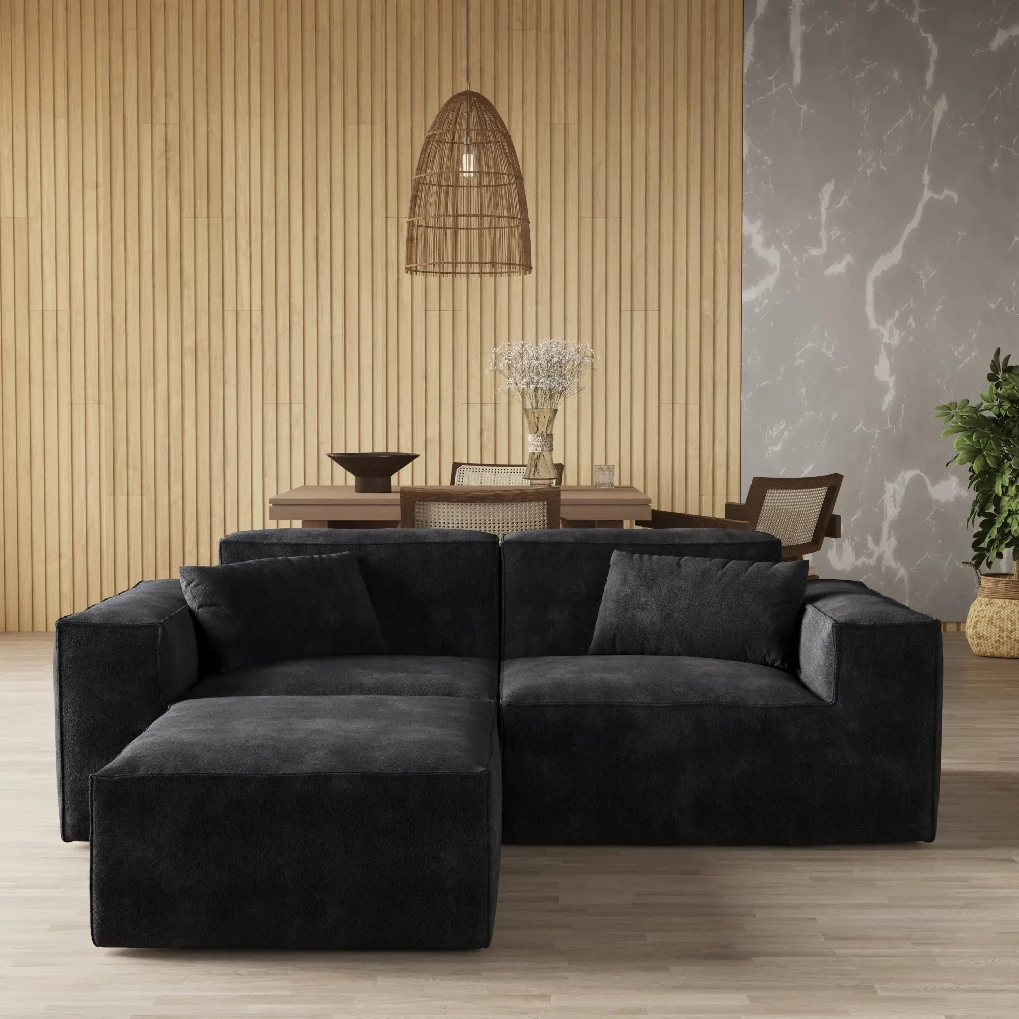 3-Seater Modular Sofa with Chaise in Velvet