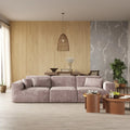 Brown cloud velvet boneless 3-seater sofa with low-profile design.