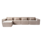 5-Seater Modular L-Shaped Sectional with Chaise in Plush Velvet