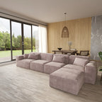 5-Seater Modular L-Shaped Sectional with Chaise in Plush Velvet
