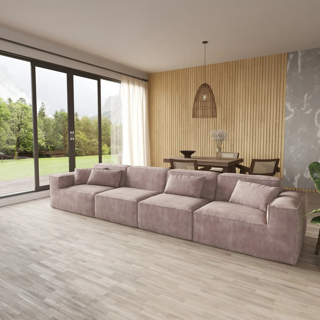 4-Seater Modular Sofa in Plush Velvet