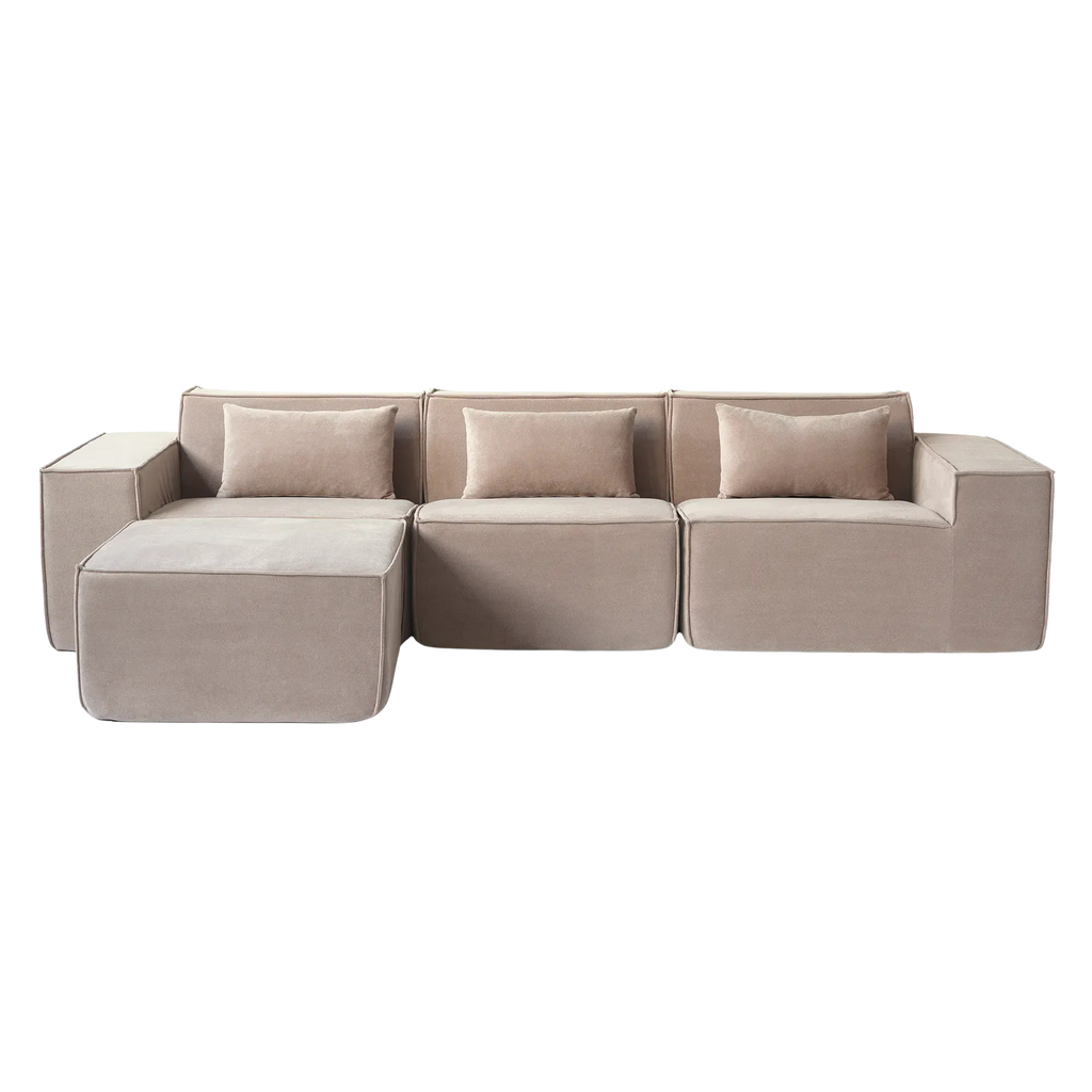 4-Seater Modular L-Shaped Sectional in Plush Velvet