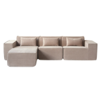4-Seater Modular L-Shaped Sectional in Plush Velvet