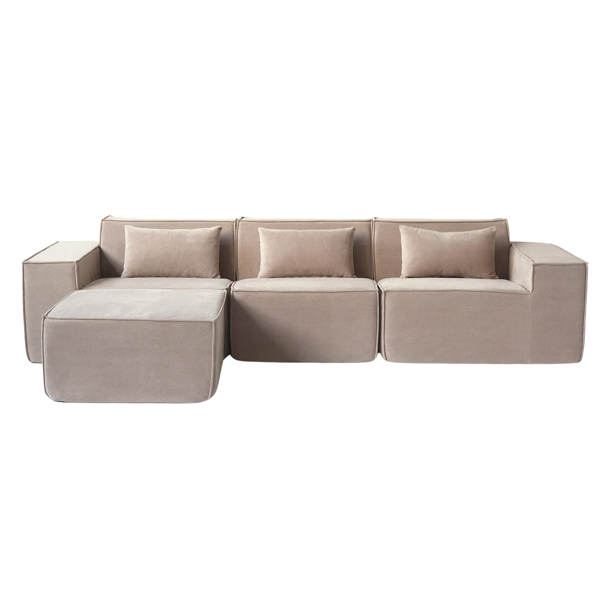 4-Seater Modular L-Shaped Sectional | Plush Velvet