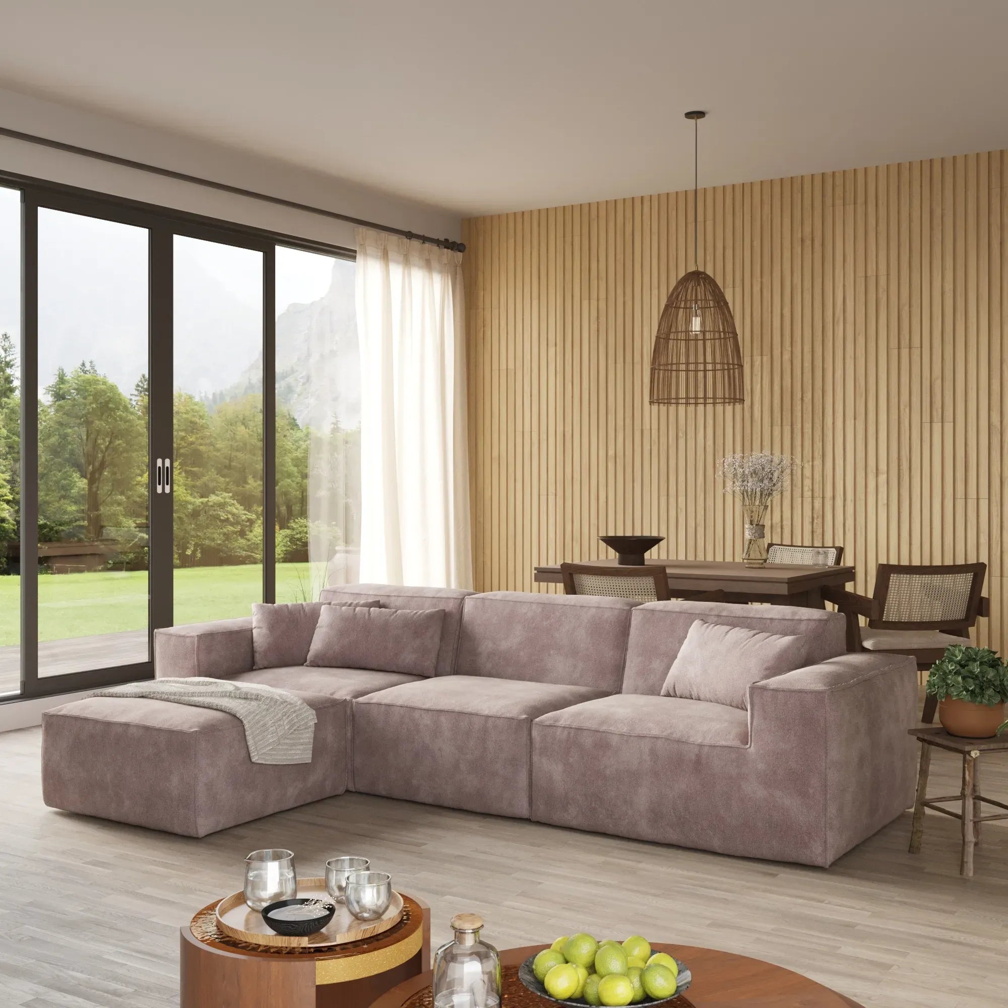 4-Seater Modular L-Shaped Sectional | Plush Velvet