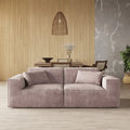 Brown cloud velvet boneless 2-seater sofa, low-profile design.