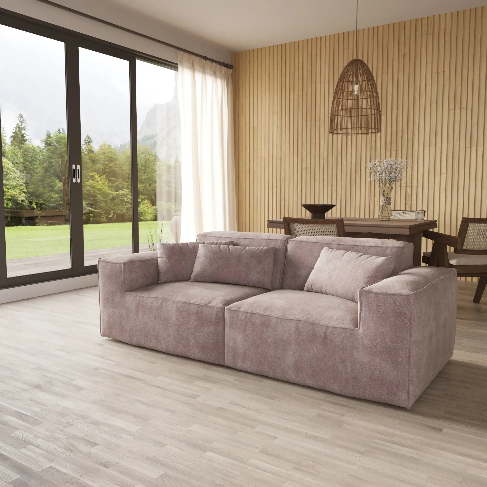 2-Seater Modular Loveseat in Velvet