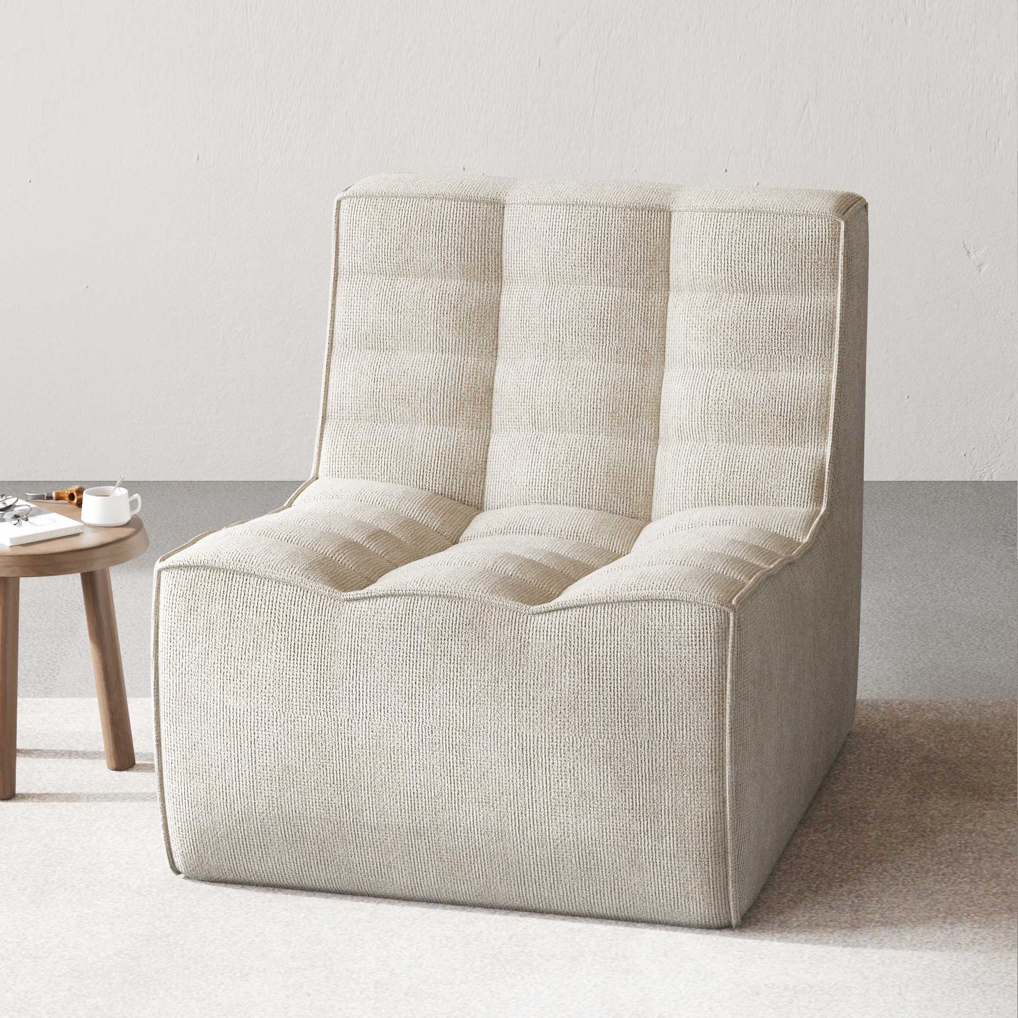 Khaki waffle style floor armchair 