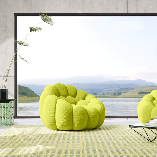 3D-Knitted Modular Bubble Armchair – Ergonomic Accent Chair with Deep Cushions & No Assembly