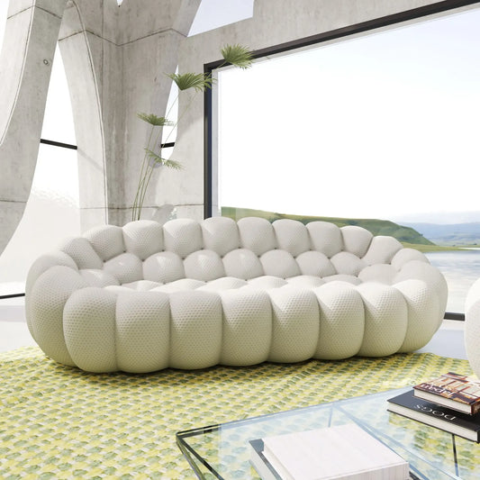 3D-Knitted Modular Bubble Sofa Sleeper – Ergonomic 3-Seater Couch with Deep Cushions & No Assembly
