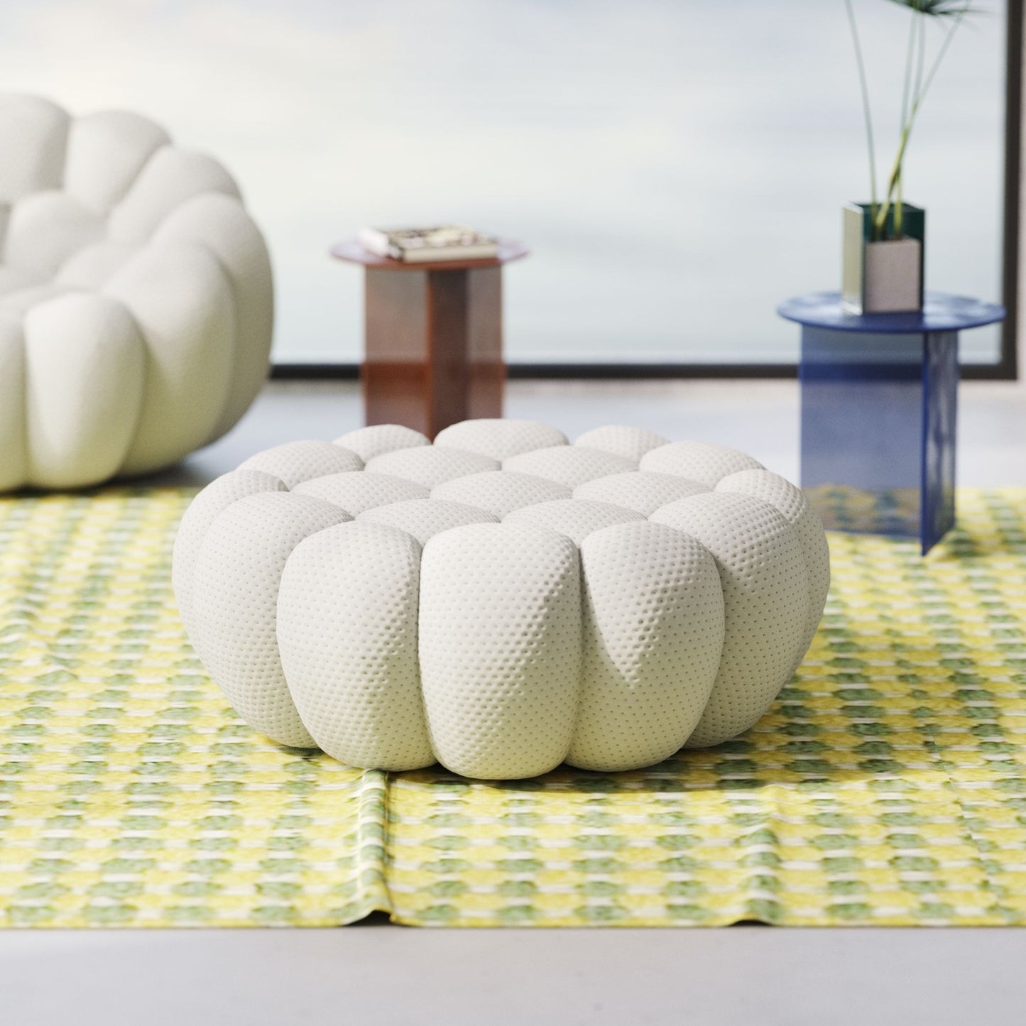 3D-Knitted Modular Bubble Ottoman – Ergonomic Pouf with Deep Cushions & No Assembly
