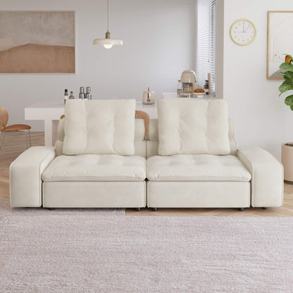 Loveseat Matt Velvet Sectional Sofa with Adjustable Backrest, Anti-scratch and Water-proof Fabric| Brouillard