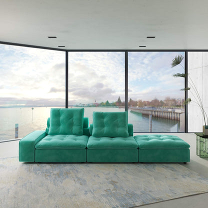 3-Piece Matt Velvet Sectional Sofa with Adjustable Backrest, Anti-scratch and Water-proof Fabric | Brouillard
