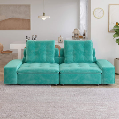 Loveseat Matt Velvet Sectional Sofa with Adjustable Backrest, Anti-scratch and Water-proof Fabric| Brouillard