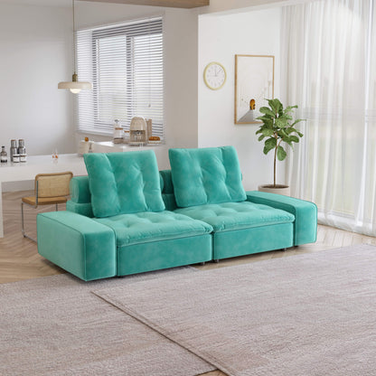 Loveseat Matt Velvet Sectional Sofa with Adjustable Backrest, Anti-scratch and Water-proof Fabric| Brouillard