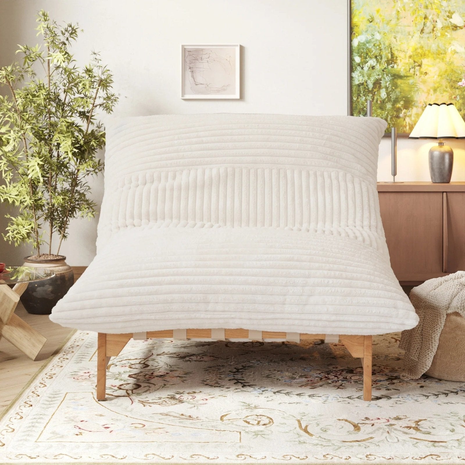 Washable Oversized Chaise Lounge Chair in Beige