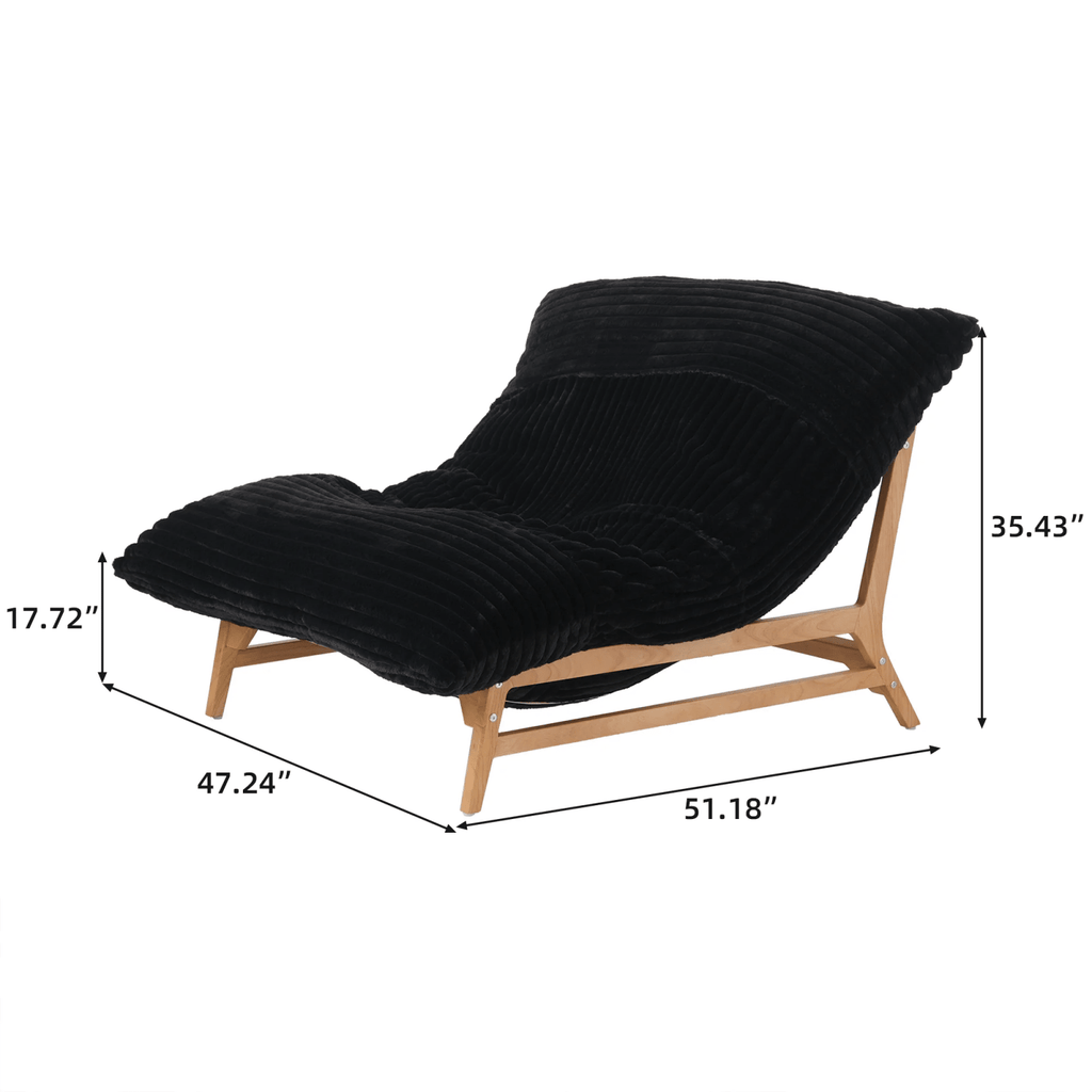 Washable Oversized Chaise Lounge Chair in Black