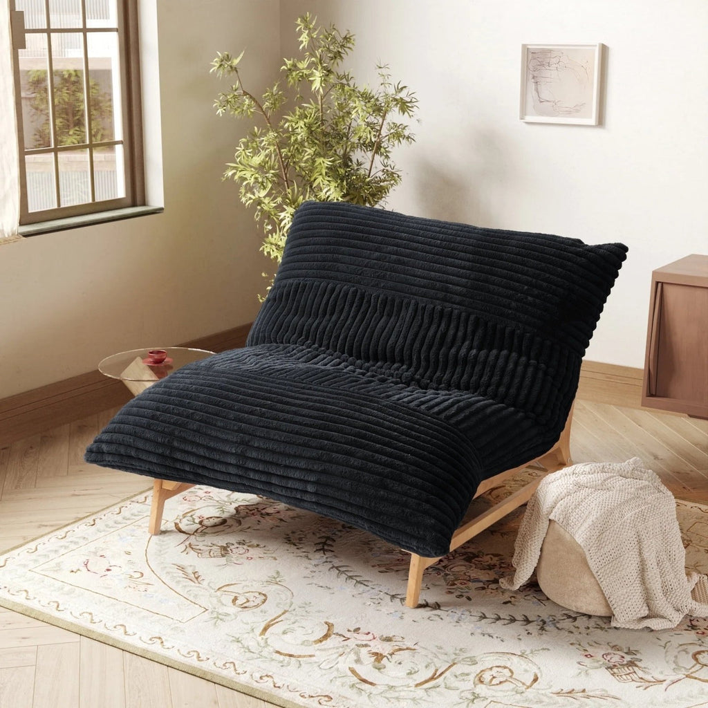 Washable Oversized Chaise Lounge Chair in Black