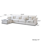 Modular Washable Slope Arm 4-Seater L-Shaped Sectional in Khaki