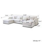 Modular Washable Slope Arm 4-Seater U-Shaped Sectional in Light Gray