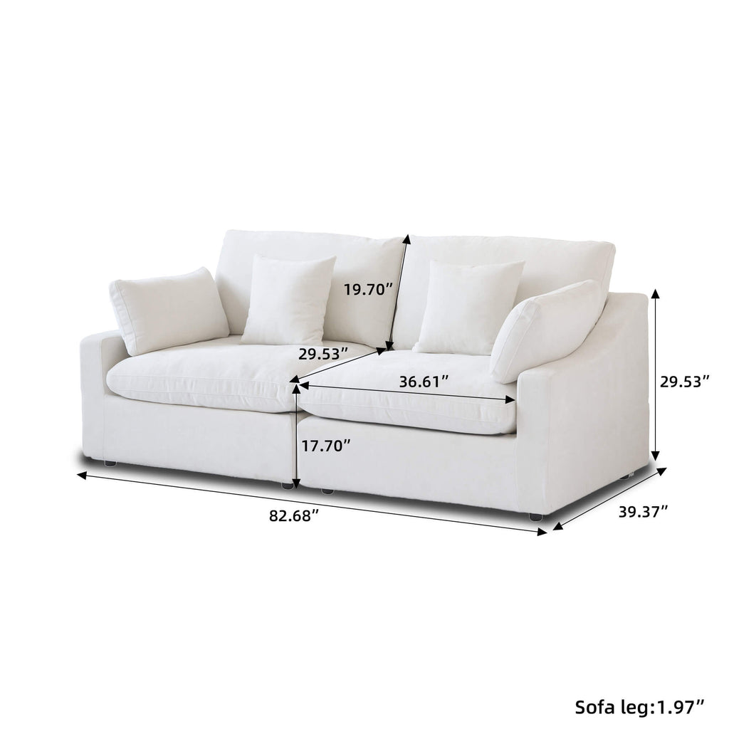 Modular Washable Slope Arm 2-Seater in Khaki