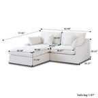 Modular Washable Slope Arm 2-Seater Sectional in White
