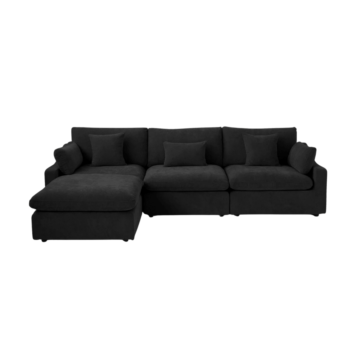 Washable Slope Arm 3-Seater L-Shape + Ottoman