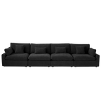 Black sectional 4-seater sofa on a white background
