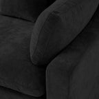 Black linen-cotton slope arm sofa armrest detail.
