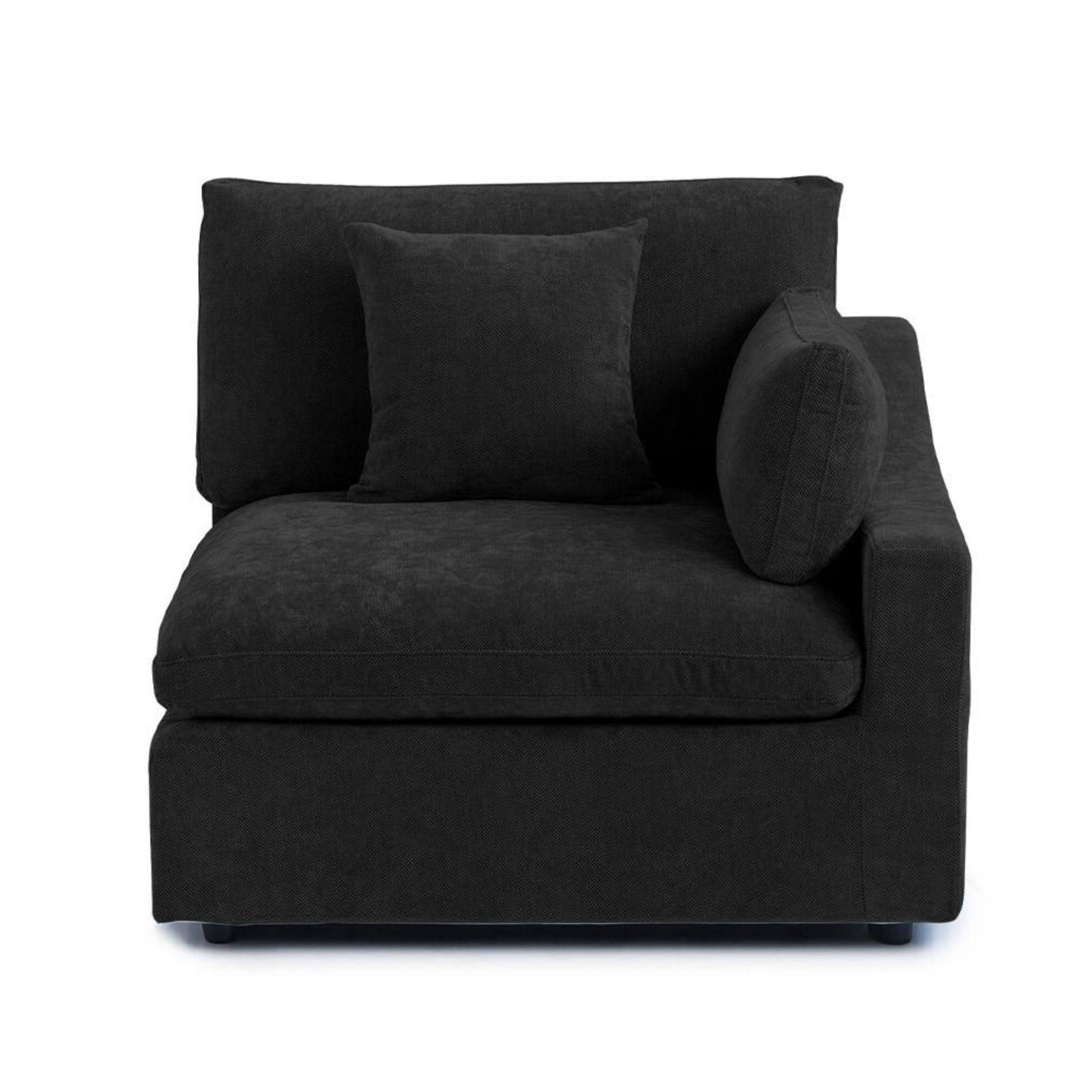 Modular Washable Slope Arm End Chair - Left in Black