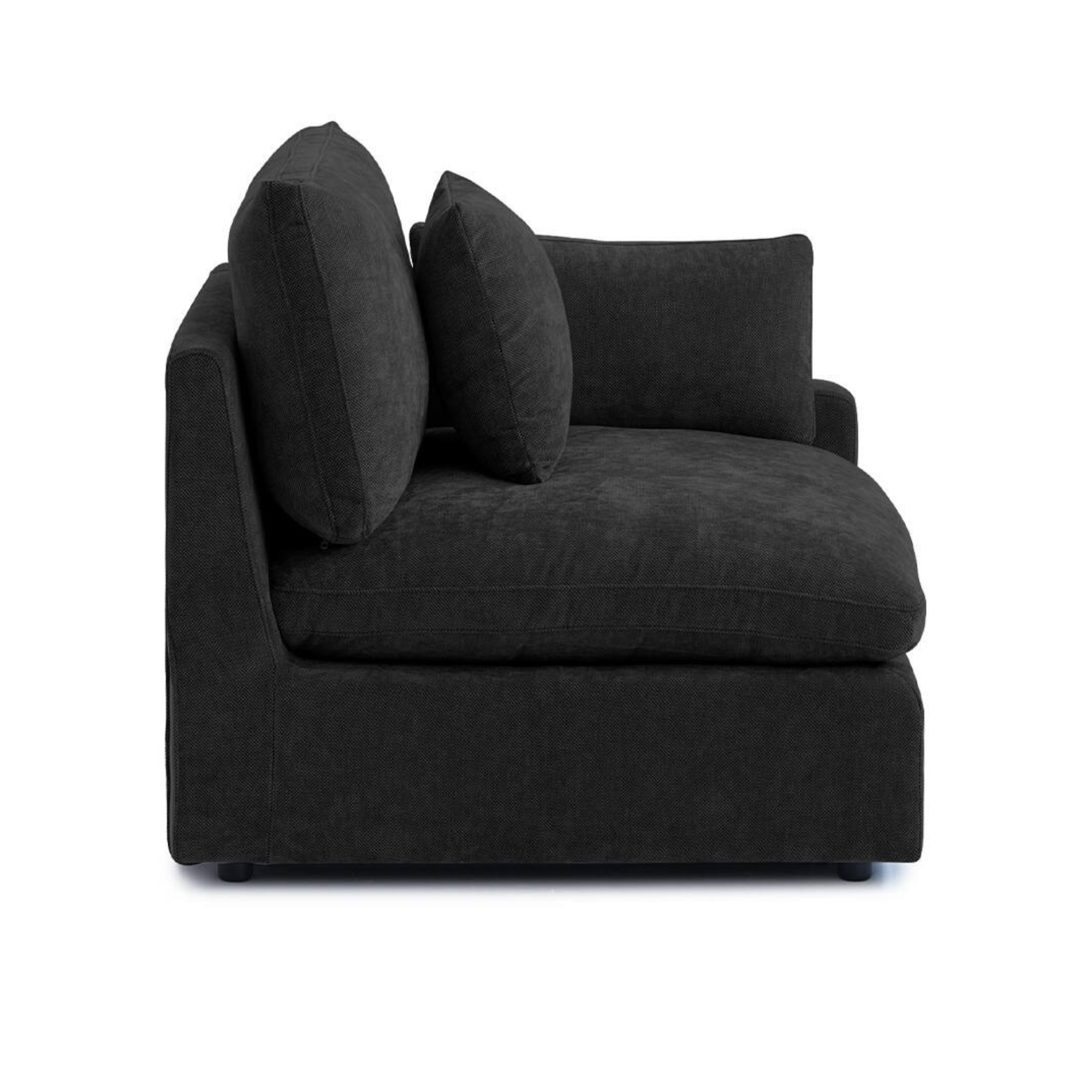 Modular Washable Slope Arm End Chair - Left in Black
