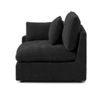 Black linen-cotton right end-chair with washable covers and slope arm.