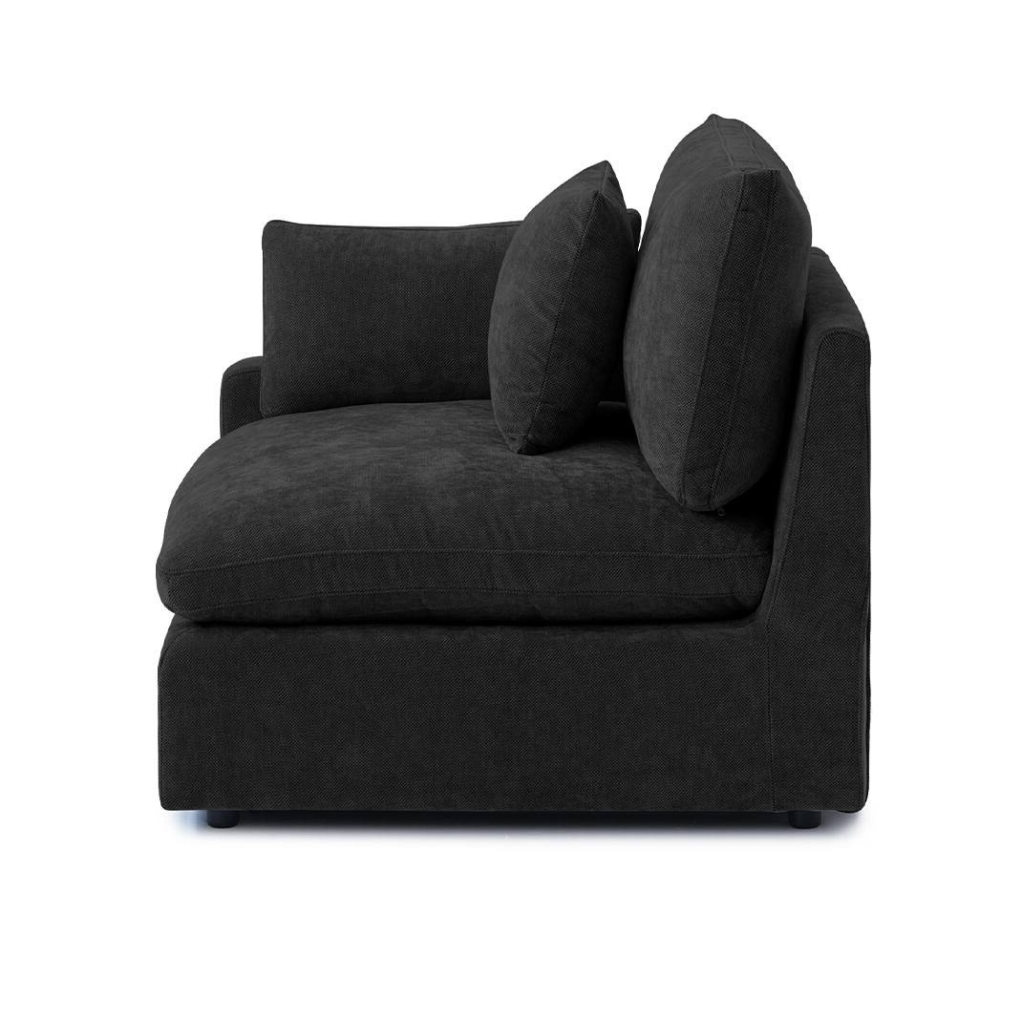 Modular Washable Slope Arm End Chair - Right in Black