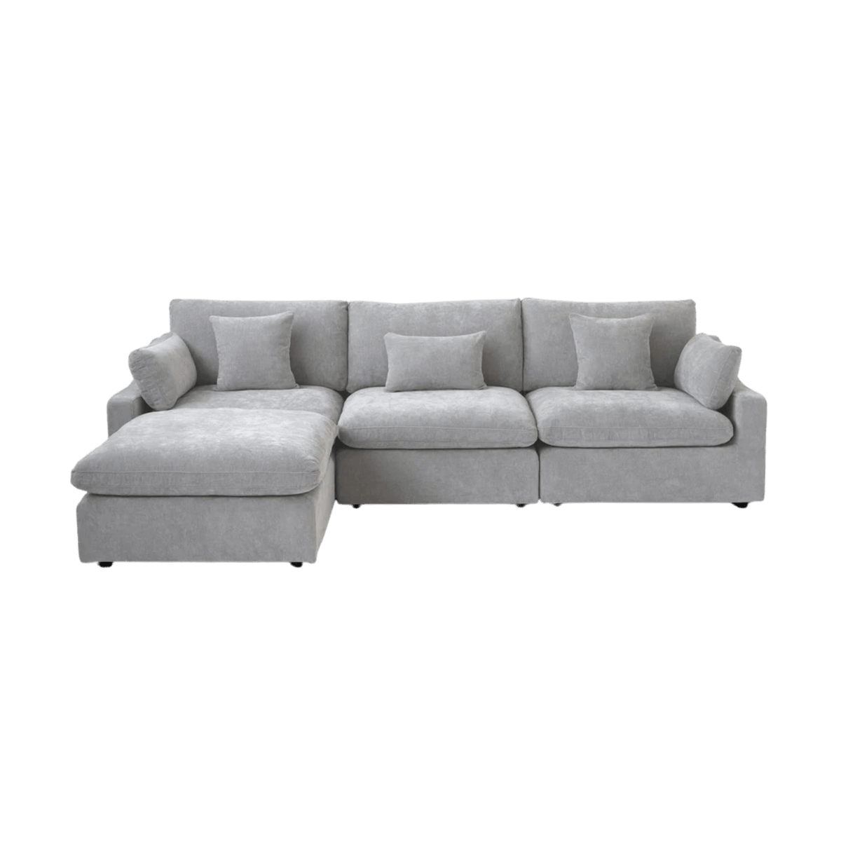 Washable Slope Arm 3-Seater L-Shape + Ottoman