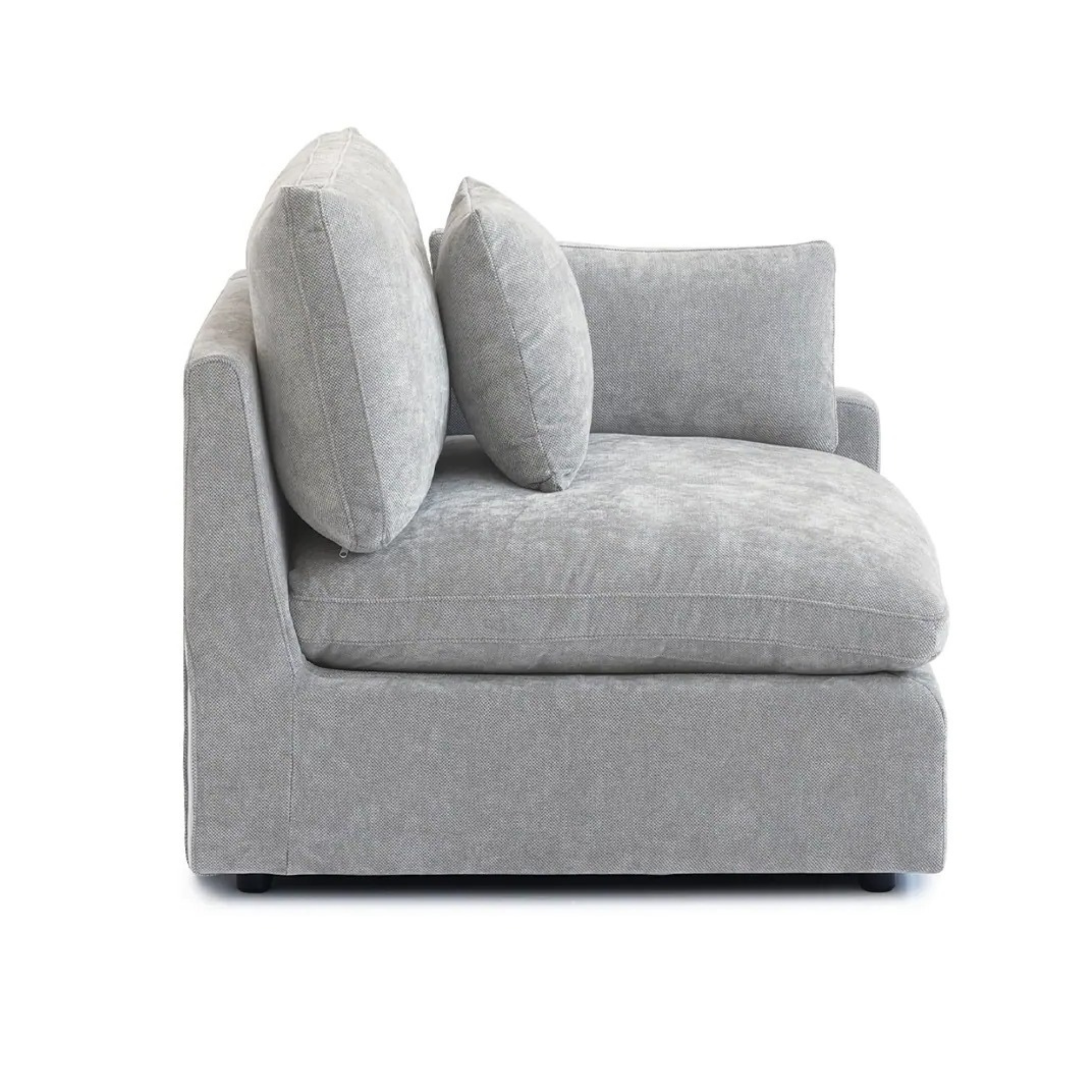 Modular Washable Slope Arm End Chair - Left in Light Gray