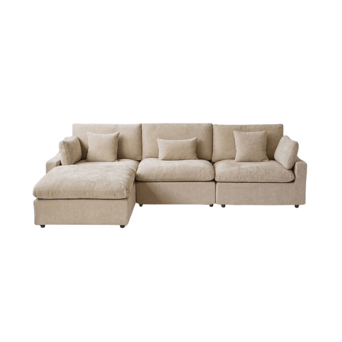 Washable Slope Arm 3-Seater L-Shape + Ottoman
