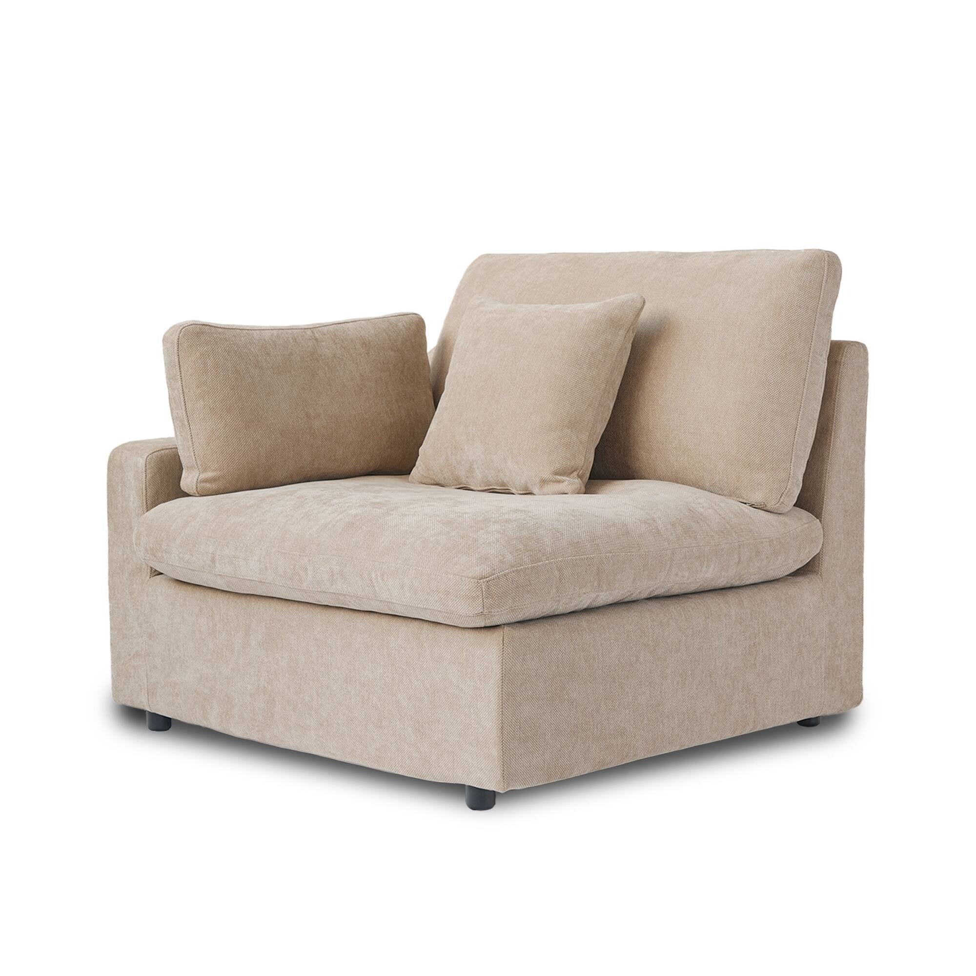 Modular Washable Slope Arm End Chair - Right in Khaki