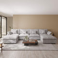 Gray slope arm 4-seat U-shaped sectional sofa with washable slipcovers