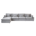 Light gray sectional 4-seat sofa with ottoman on a white background