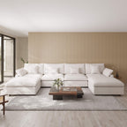 White 4-seater U-shaped sectional with slope arm design and washable slipcovers