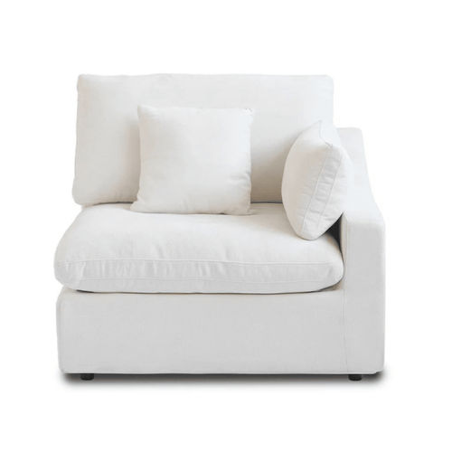 White slope arm left end-chair with washable covers.