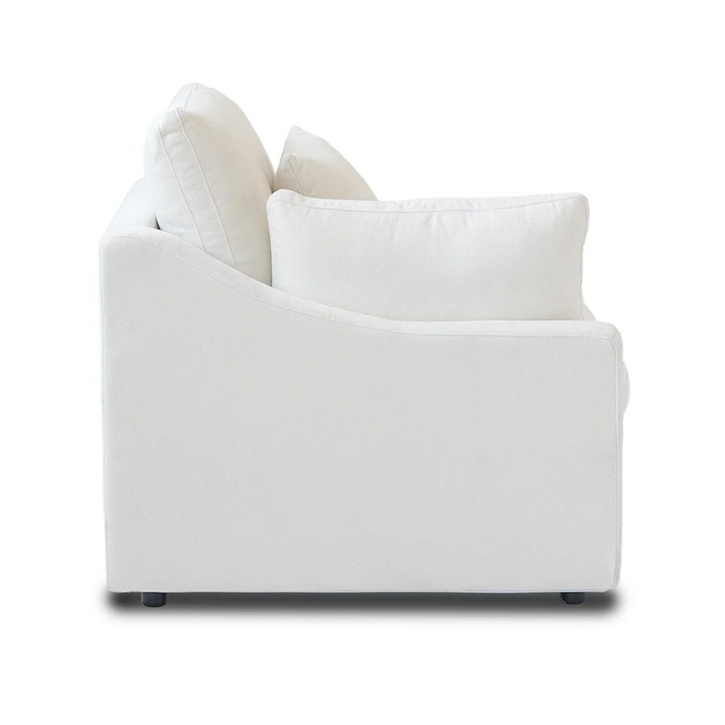 Modular Washable Slope Arm End Chair - Right in White