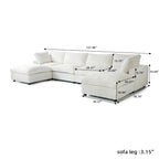 Modular Washable Fuzzy 4-Seater U-Shaped Sectional in Light Gray