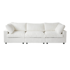 White 3-seat sofa with a textured pattern on a white background