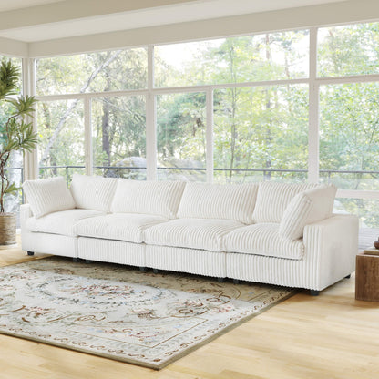 4-Seater Faux Rabbit Fur Sectional Sofa with Removable Covers | Velveteen