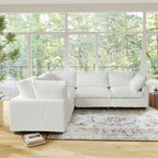 Modular Washable Fuzzy 5-Seater Corner Sectional in Beige