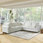 Modular Washable Fuzzy 5-Seater Corner Sectional in Beige