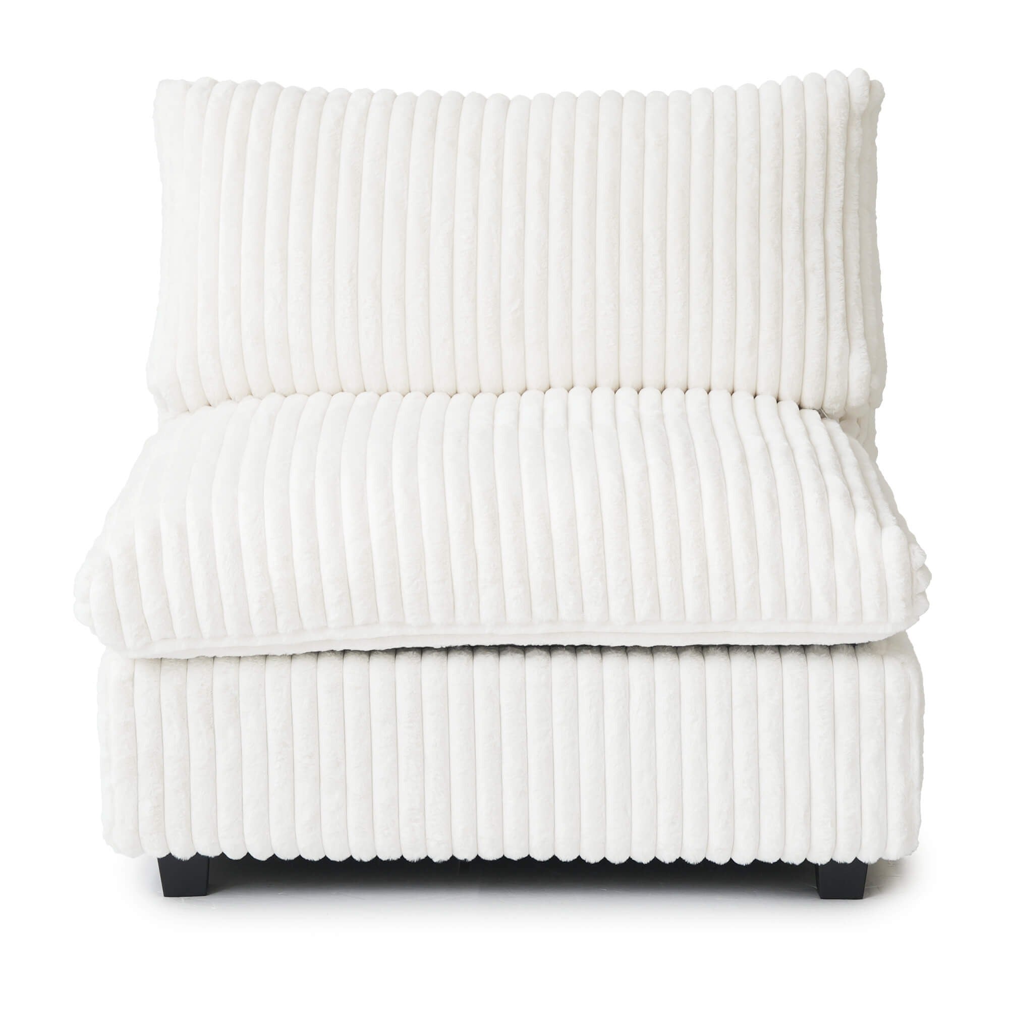 Modular Washable Fuzzy Armless Chair in Beige