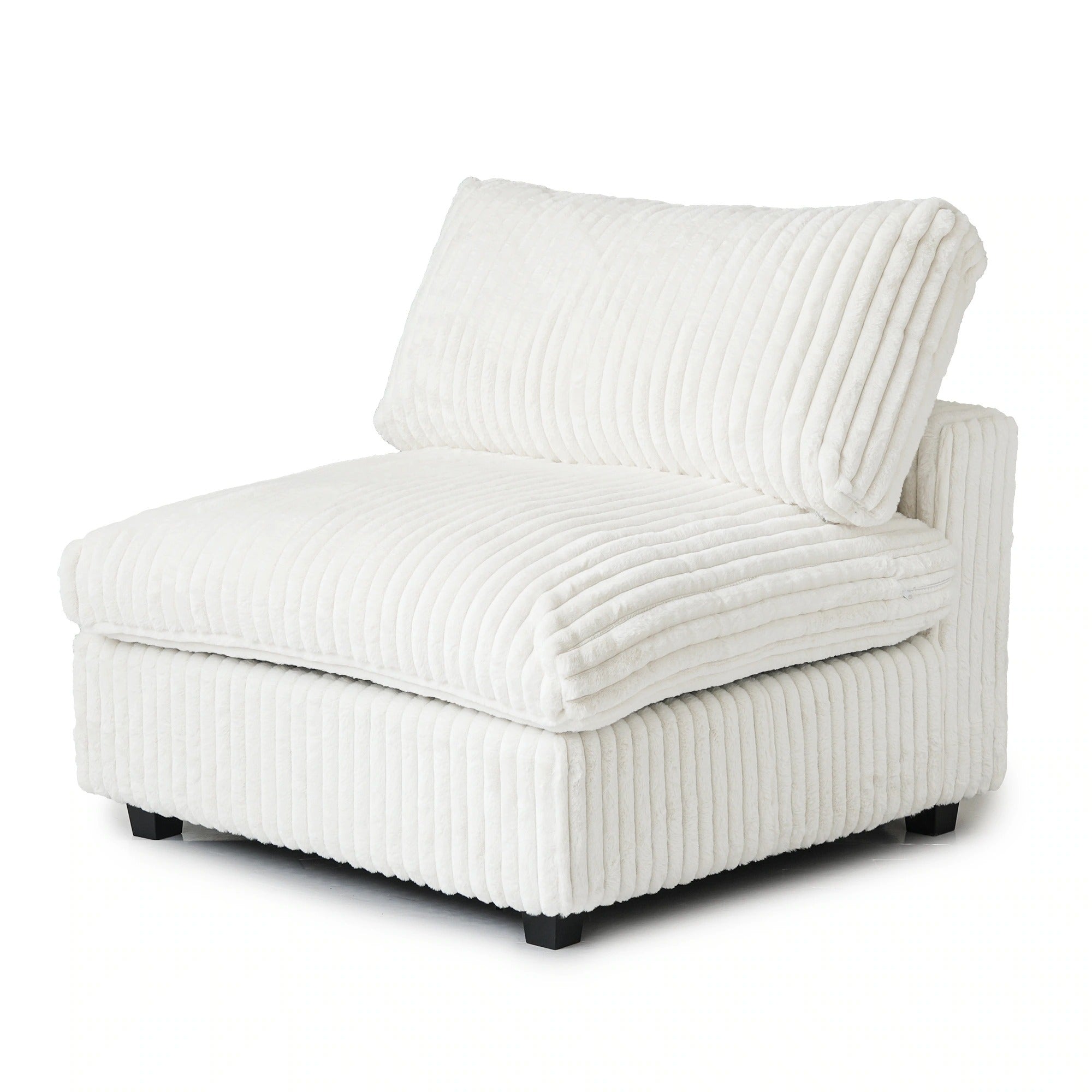 Modular Washable Fuzzy Armless Chair in Beige