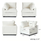 Modular Washable Fuzzy End Chair - Right in Beige